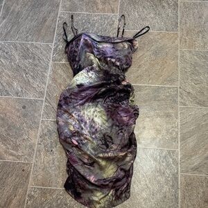 Ark & Co Strapless Dress in Purple and Green